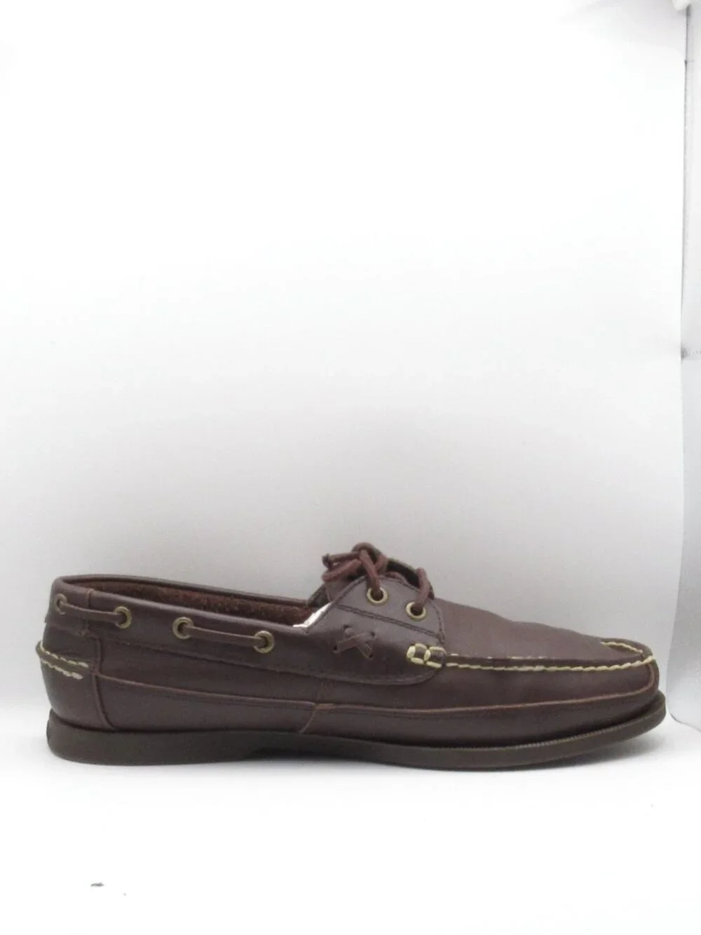 Polo Ralph Lauren Chocolate Brown Leather Boat Shoes Size 12 Good Condition